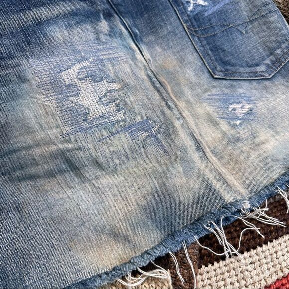 Polo Ralph Lauren Lawrence Repaired Destroyed Denim Mini Skirt - Picture 12 of 16